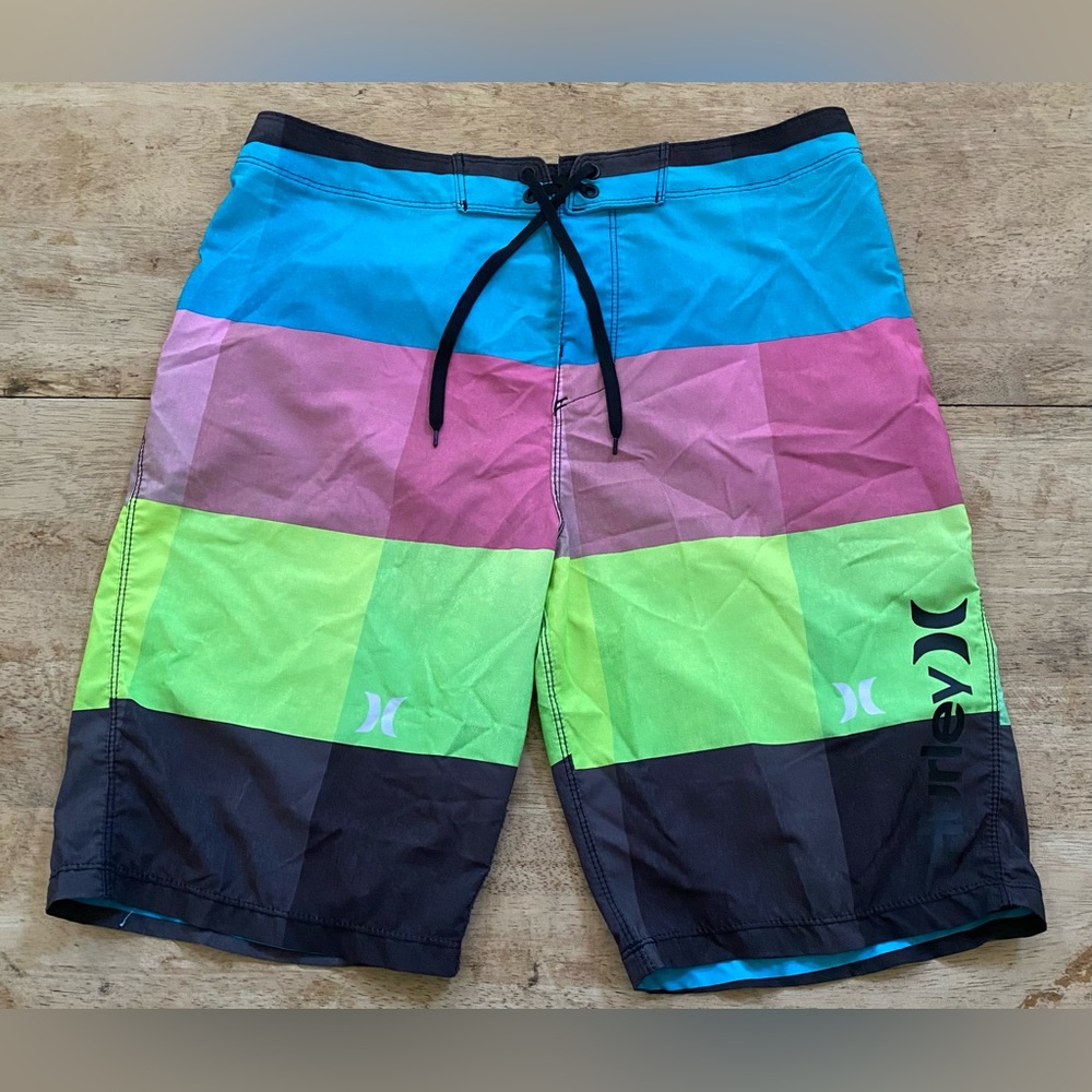 Hurley Phantom Big Boys’ Sz 18 Color Block Board Shorts‎